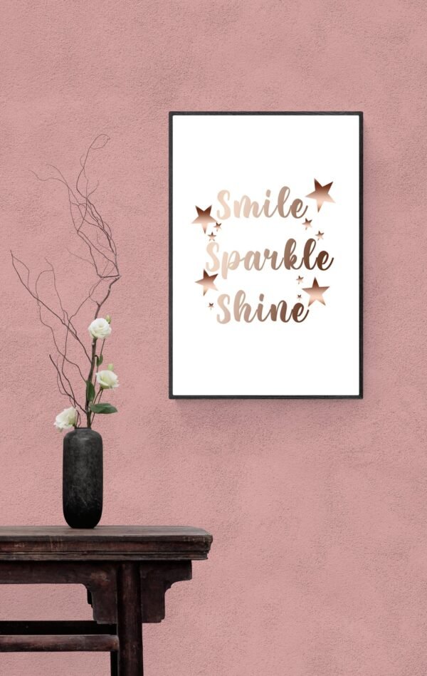 Smile Sparkle Shine, Typography Wall Art, Instant Download, Digital Download, Typography Prints - Image 6