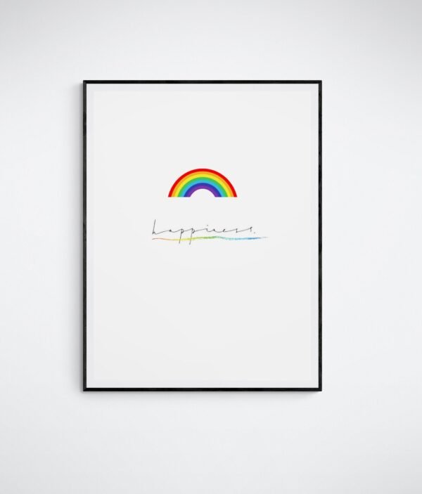 Happiness Wall Decor, Rainbow Wall Art, Inspirational Saying, Lgbt Pride Poster, Printable Wall Art, Digital Download