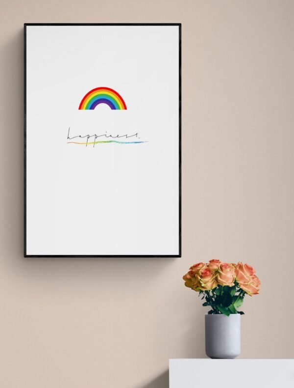 Happiness Wall Decor, Rainbow Wall Art, Inspirational Saying, Lgbt Pride Poster, Printable Wall Art, Digital Download - Image 2