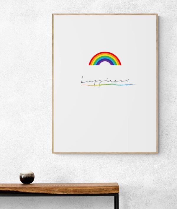Happiness Wall Decor, Rainbow Wall Art, Inspirational Saying, Lgbt Pride Poster, Printable Wall Art, Digital Download - Image 3