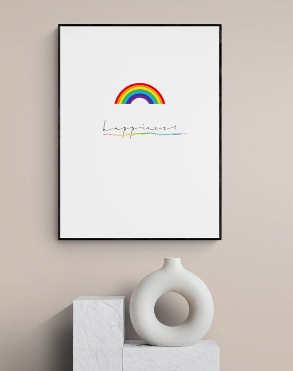 Happiness Wall Decor, Rainbow Wall Art, Inspirational Saying, Lgbt Pride Poster, Printable Wall Art, Digital Download - Image 4