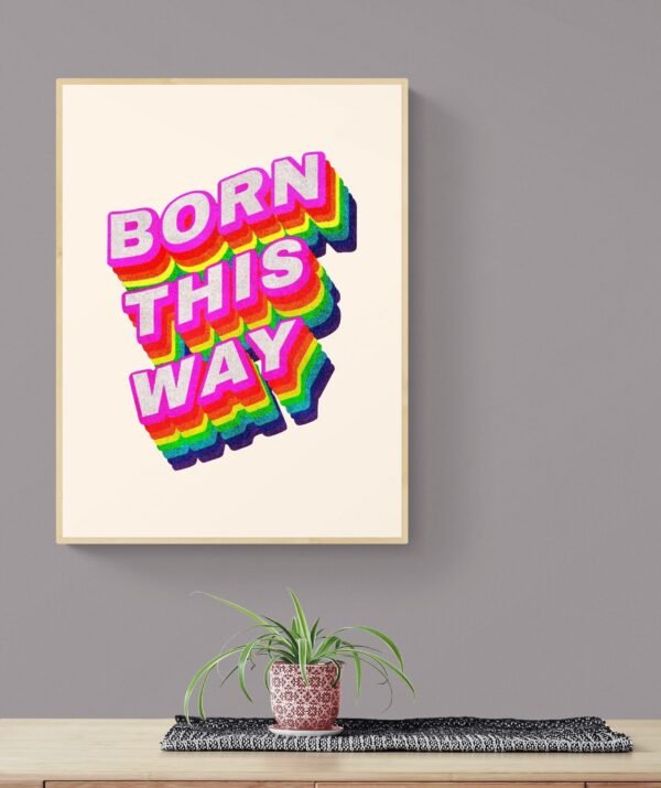 Born This Way Inspirational Quote, Lgbt Wall Art, Pride Wall Art, Rainbow Wall Art, Printable Wall Art, Bedroom Decor, Digital Download - Image 5