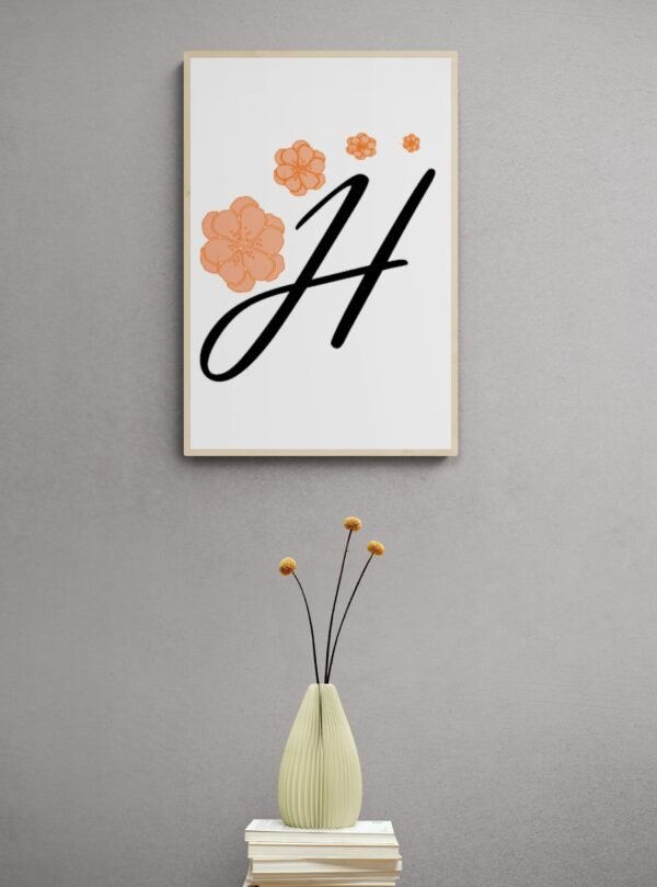 Letter H, Typography Wall Art, Instant Download, Printable Wall Art, Digital Download, Digital Typography Prints, Typography font