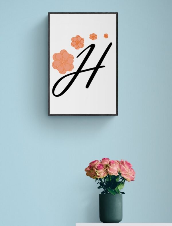 Letter H, Typography Wall Art, Instant Download, Printable Wall Art, Digital Download, Digital Typography Prints, Typography font - Image 2