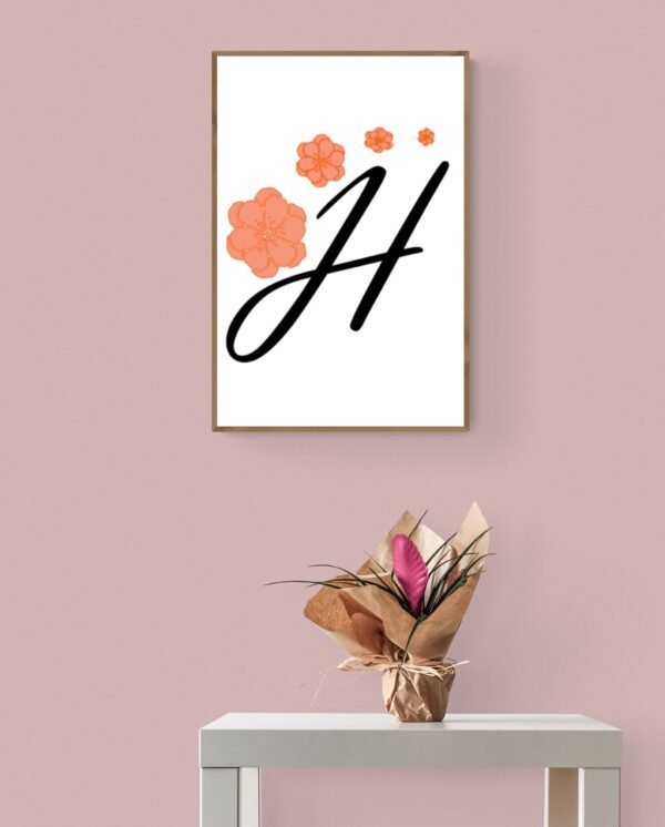 Letter H, Typography Wall Art, Instant Download, Printable Wall Art, Digital Download, Digital Typography Prints, Typography font - Image 3