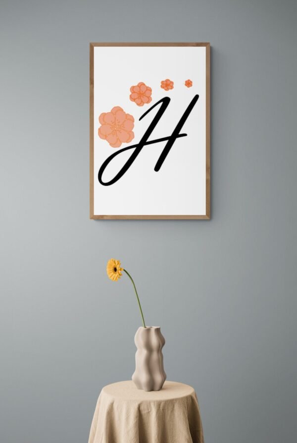 Letter H, Typography Wall Art, Instant Download, Printable Wall Art, Digital Download, Digital Typography Prints, Typography font - Image 4