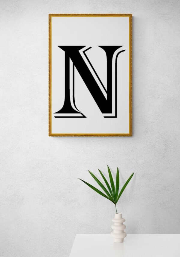 Letter N, Typography Wall Art, Instant Download, Printable Wall Art, Digital Download, Digital Typography Prints, Typography font