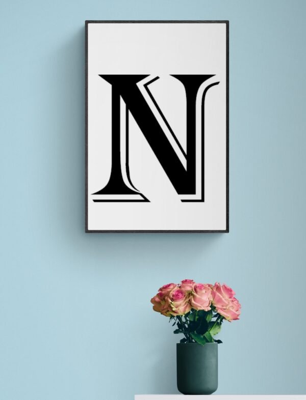 Letter N, Typography Wall Art, Instant Download, Printable Wall Art, Digital Download, Digital Typography Prints, Typography font - Image 2