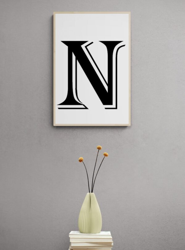 Letter N, Typography Wall Art, Instant Download, Printable Wall Art, Digital Download, Digital Typography Prints, Typography font - Image 3