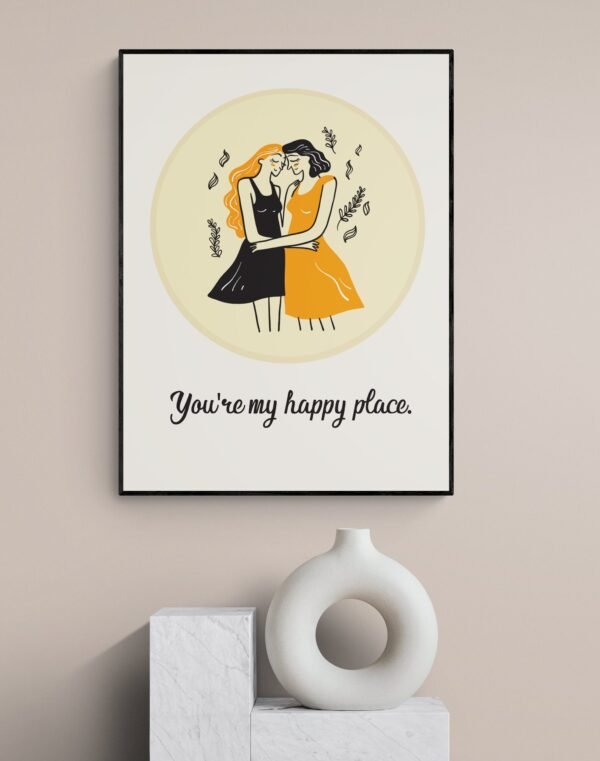You Are My Happy Place, Romantic Love Quote, Lesbian Wall Art, LGBT Pride Poster, Printable Wall Art, Digital Download - Image 4