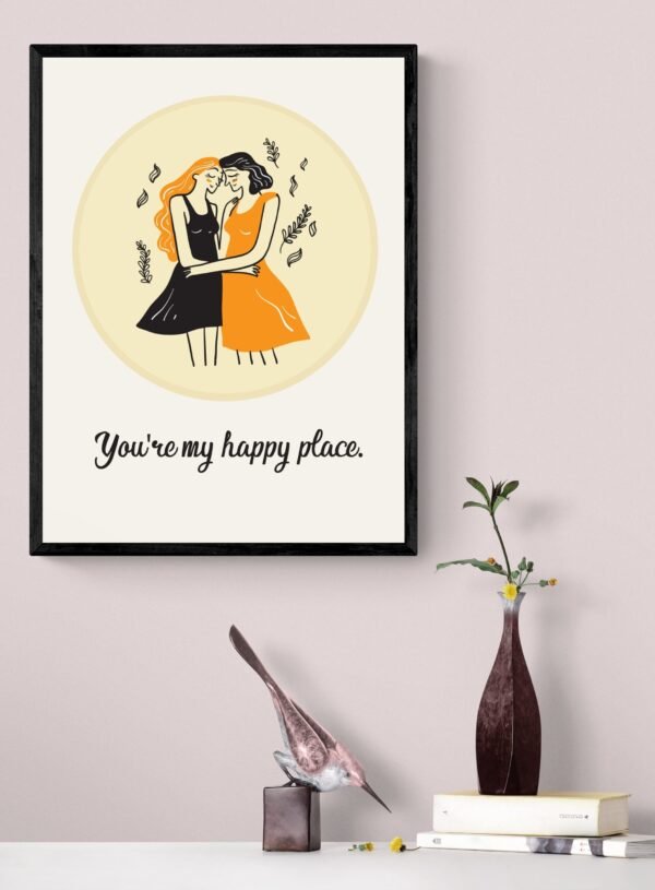 You Are My Happy Place, Romantic Love Quote, Lesbian Wall Art, LGBT Pride Poster, Printable Wall Art, Digital Download - Image 6