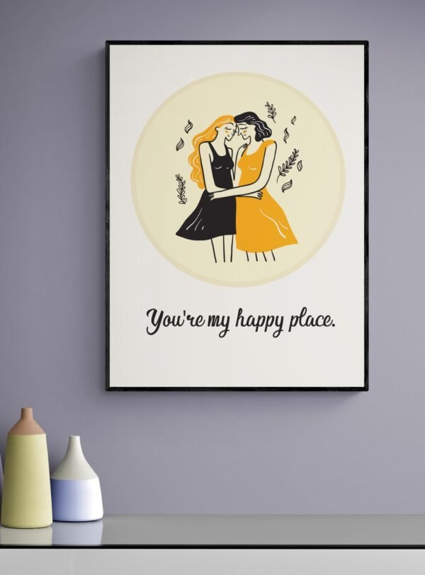 You Are My Happy Place, Romantic Love Quote, Lesbian Wall Art, LGBT Pride Poster, Printable Wall Art, Digital Download - Image 7