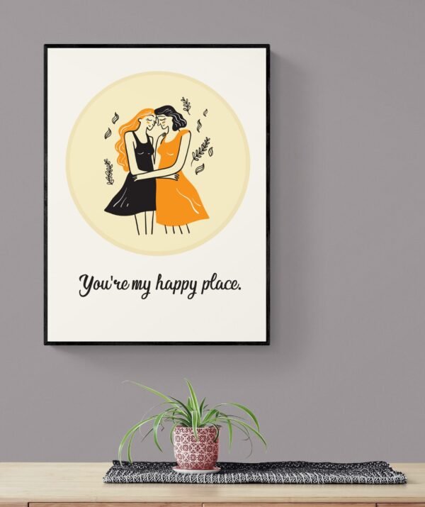 You Are My Happy Place, Romantic Love Quote, Lesbian Wall Art, LGBT Pride Poster, Printable Wall Art, Digital Download - Image 9