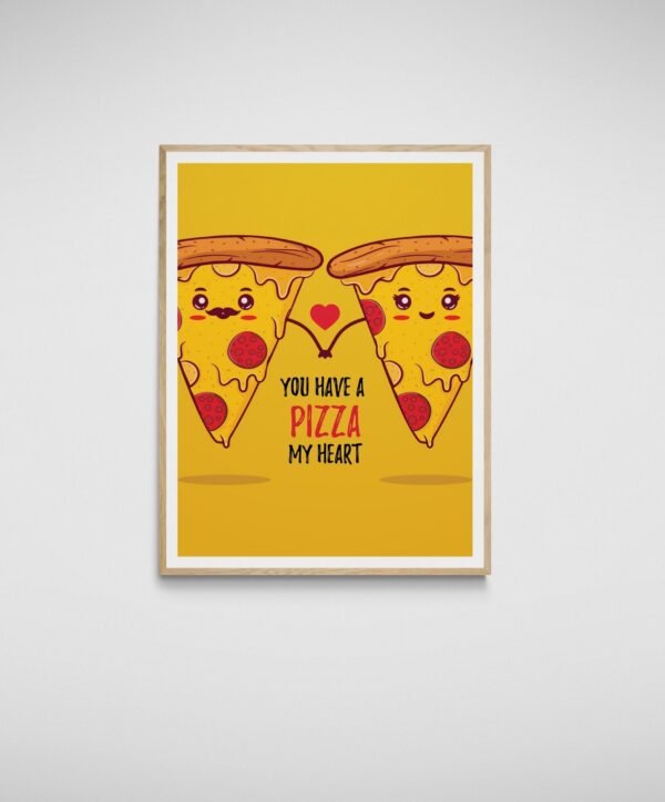 You Have A Pizza My Heart, Cute Pizza Couple, Food Pun Art, Pizza Lover Gift, Pizza Poster, Printable Wall Art, Digital Download