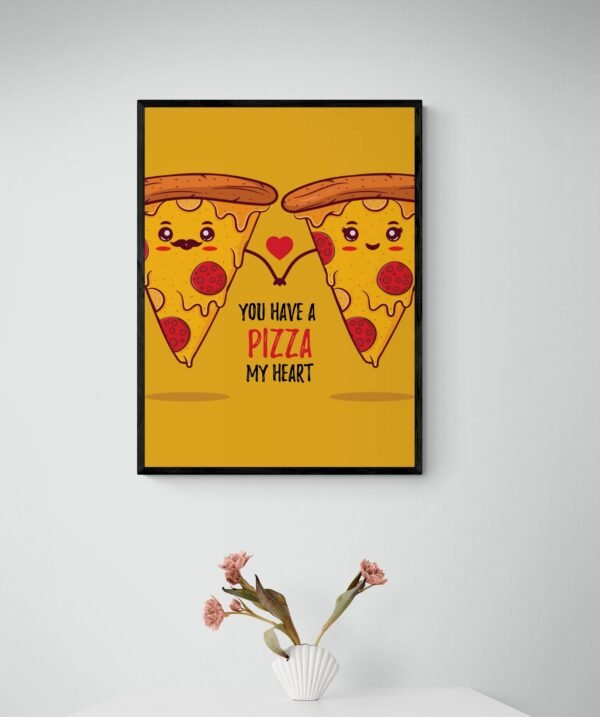 You Have A Pizza My Heart, Cute Pizza Couple, Food Pun Art, Pizza Lover Gift, Pizza Poster, Printable Wall Art, Digital Download - Image 2