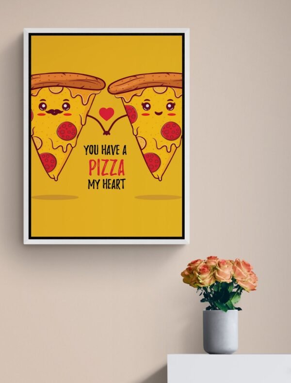 You Have A Pizza My Heart, Cute Pizza Couple, Food Pun Art, Pizza Lover Gift, Pizza Poster, Printable Wall Art, Digital Download - Image 3