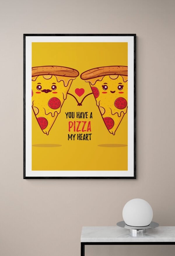 You Have A Pizza My Heart, Cute Pizza Couple, Food Pun Art, Pizza Lover Gift, Pizza Poster, Printable Wall Art, Digital Download - Image 4