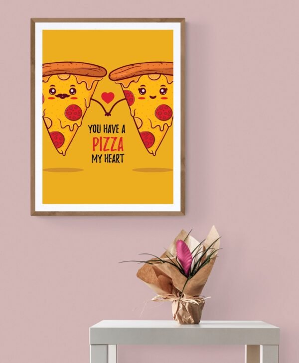 You Have A Pizza My Heart, Cute Pizza Couple, Food Pun Art, Pizza Lover Gift, Pizza Poster, Printable Wall Art, Digital Download - Image 5