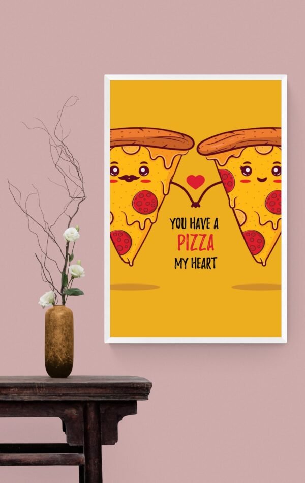 You Have A Pizza My Heart, Cute Pizza Couple, Food Pun Art, Pizza Lover Gift, Pizza Poster, Printable Wall Art, Digital Download - Image 6