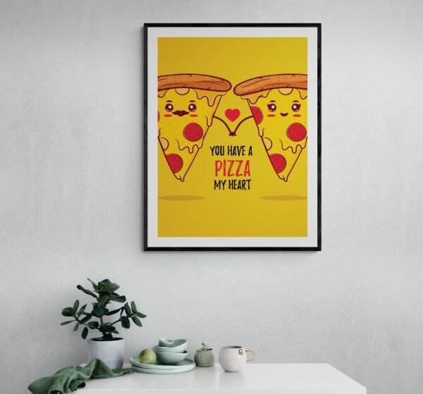 You Have A Pizza My Heart, Cute Pizza Couple, Food Pun Art, Pizza Lover Gift, Pizza Poster, Printable Wall Art, Digital Download - Image 7