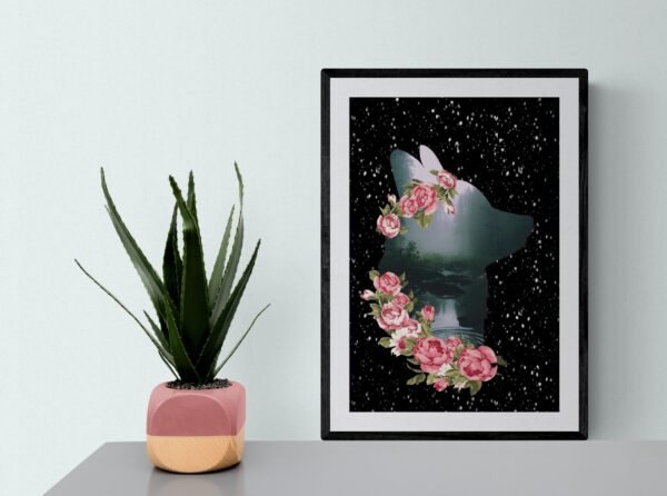 Fox Wall Art Print, Fox Wall Art, Digital Download, Fox Decor, Floral Wall Art, Fox Art Print, Fox Printable, Fox Artwork, Animal Print