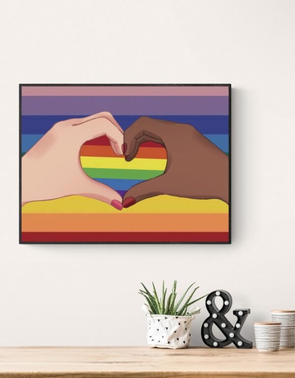 Lgbtq Wall Art, Lesbian Couple Art, Equality Print, Printable Wall Art, Pride Month Art, Rainbow Flag, Lesbian Art Print, Digital Download - Image 4