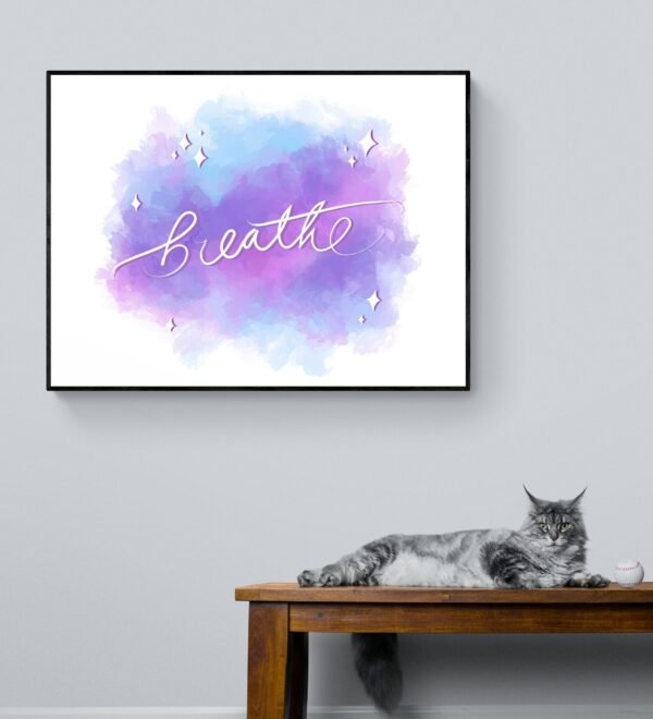 Breathe Wall Art, Breathe Print, Printable Wall Art, Breathe Art Print, Just Breathe, Breathe Poster, Typography Print, Bedroom Decor - Image 8