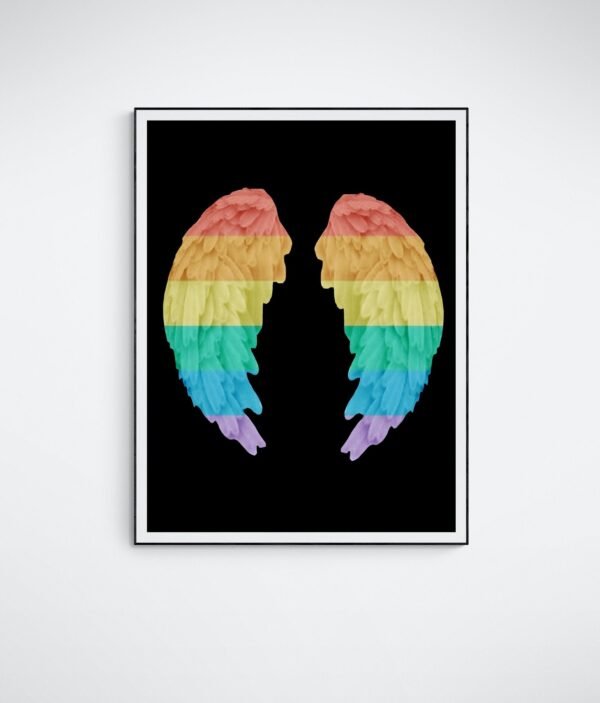 Wings Art, Rainbow Wall Art, LGBT Wings Print, LGBT Wall Decor, Printable Wall Art, Digital Download