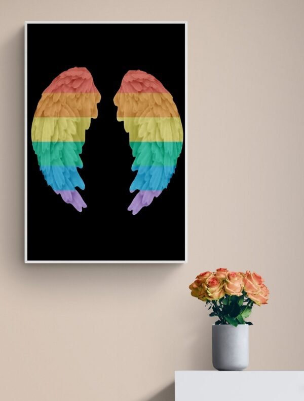 Wings Art, Rainbow Wall Art, LGBT Wings Print, LGBT Wall Decor, Printable Wall Art, Digital Download - Image 2