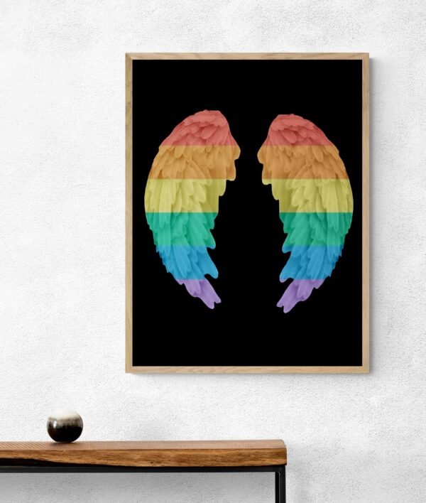 Wings Art, Rainbow Wall Art, LGBT Wings Print, LGBT Wall Decor, Printable Wall Art, Digital Download - Image 3