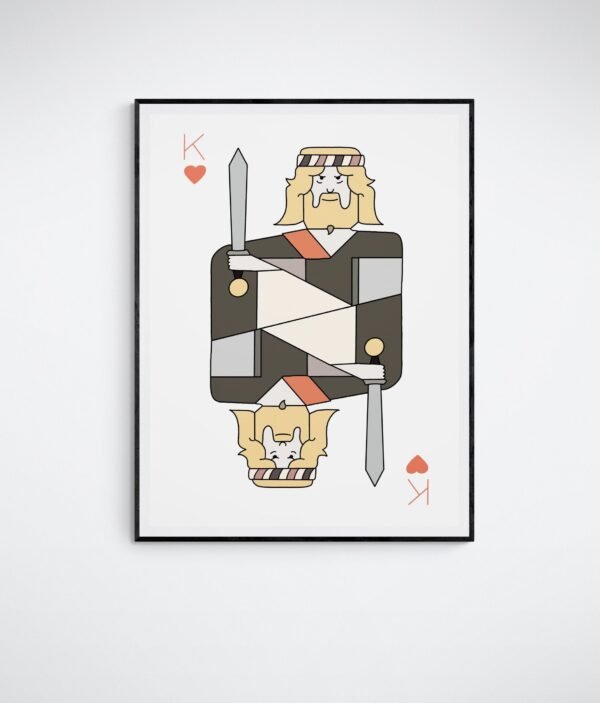 King Of Hearts Wall Art, Playing Cards Print, Game Room Decor, Printable Wall Art, Digital Download